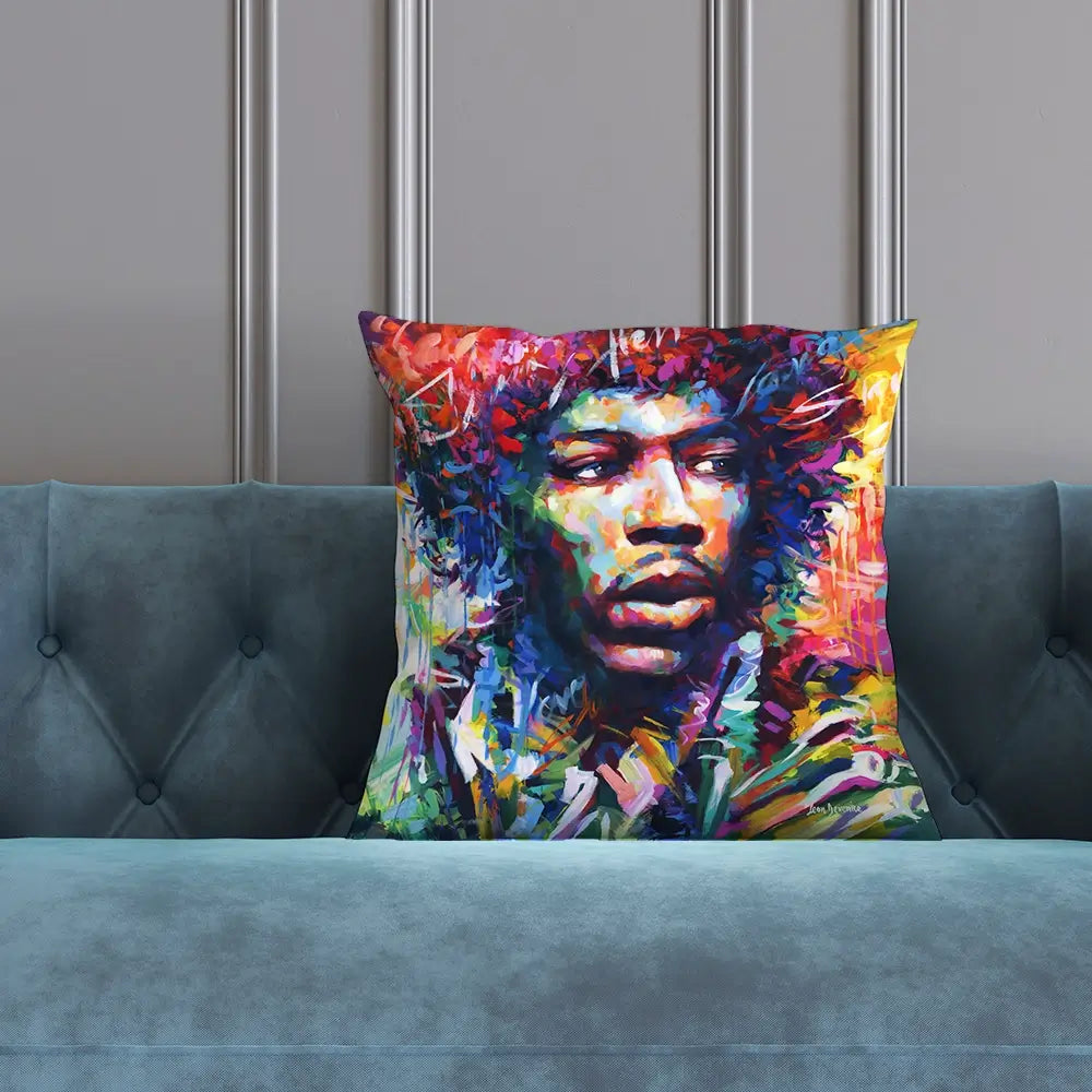Jimi Hendrix Close Up Cushion Jimi Hendrix Close Up Cushion wall art product Leon Devenice