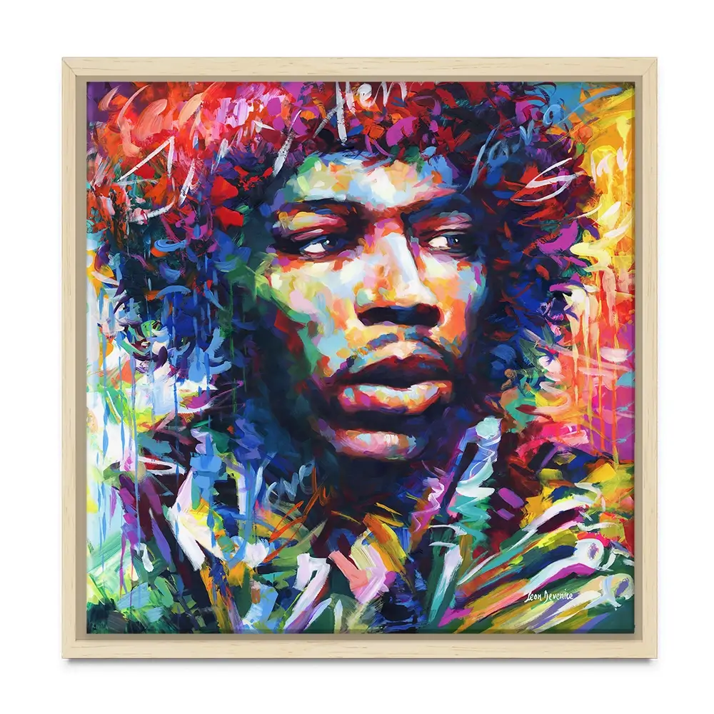 Jimi Hendrix Close Up Square Canvas Print Jimi Hendrix Close Up Square Canvas Print wall art product Leon Devenice