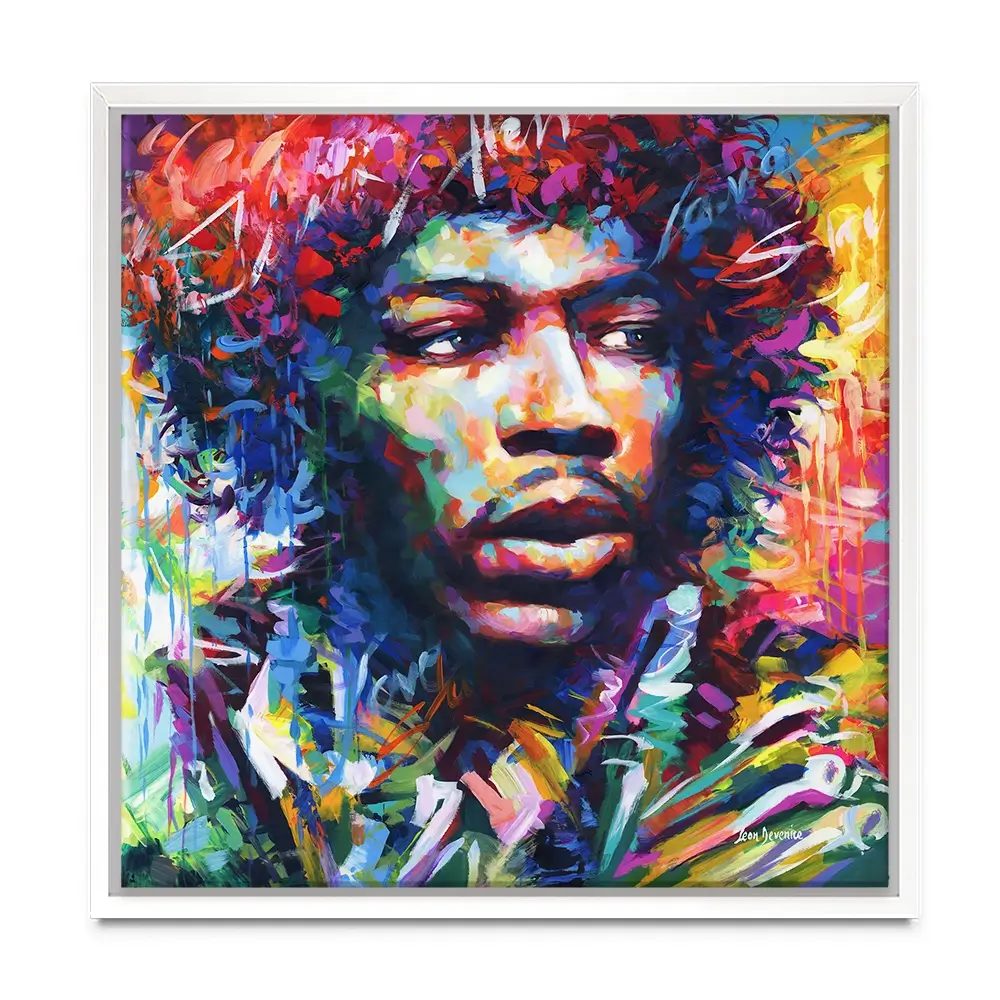Jimi Hendrix Close Up Square Canvas Print Jimi Hendrix Close Up Square Canvas Print wall art product Leon Devenice