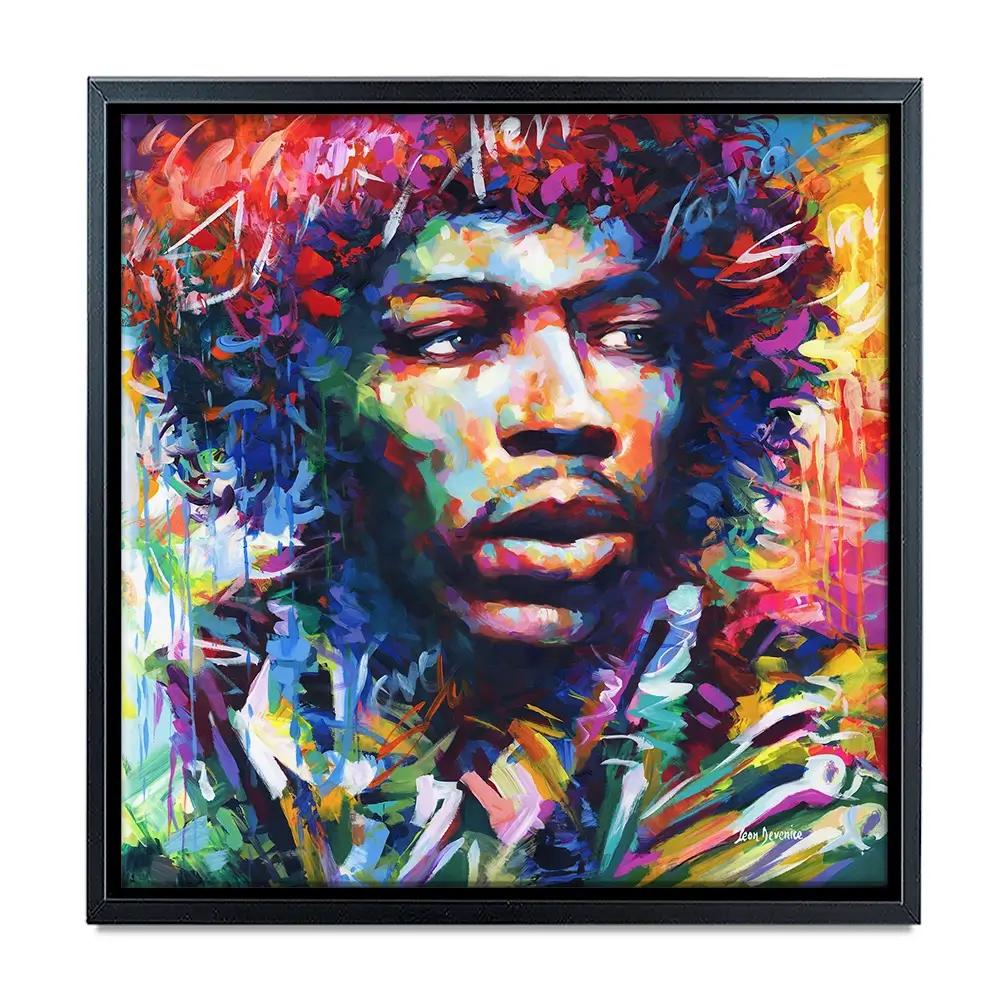Jimi Hendrix Close Up Square Canvas Print Jimi Hendrix Close Up Square Canvas Print wall art product Leon Devenice