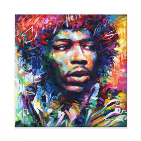 Jimi Hendrix Close Up Square Canvas Print Jimi Hendrix Close Up Square Canvas Print wall art product Leon Devenice