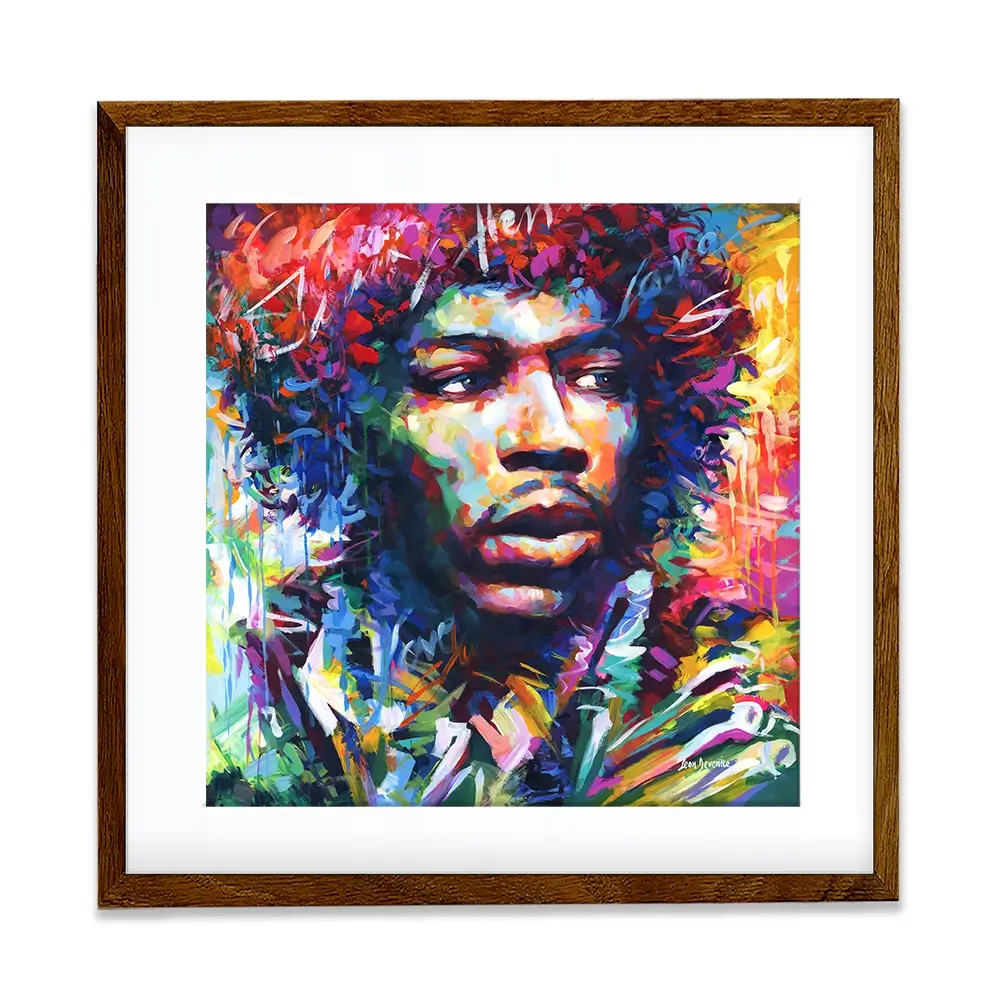 Jimi Hendrix Close Up Square Framed Art Print Jimi Hendrix Close Up Square Framed Art Print wall art product Leon Devenice