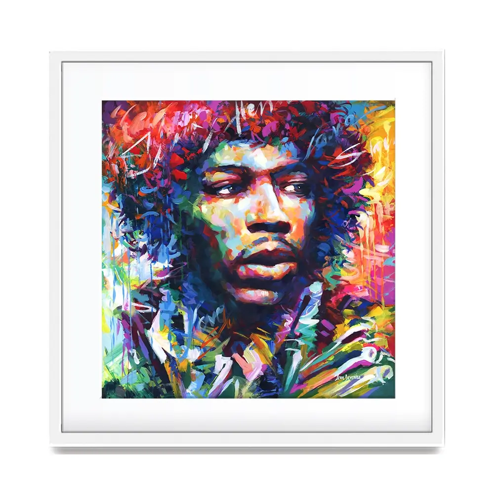 Jimi Hendrix Close Up Square Framed Art Print Jimi Hendrix Close Up Square Framed Art Print wall art product Leon Devenice