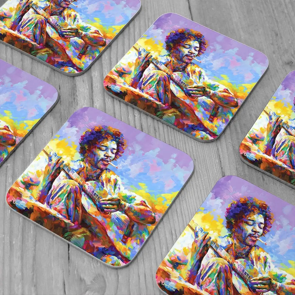 Jimi Hendrix Guitar Coaster Set Jimi Hendrix Guitar Coaster Set wall art product Leon Devenice