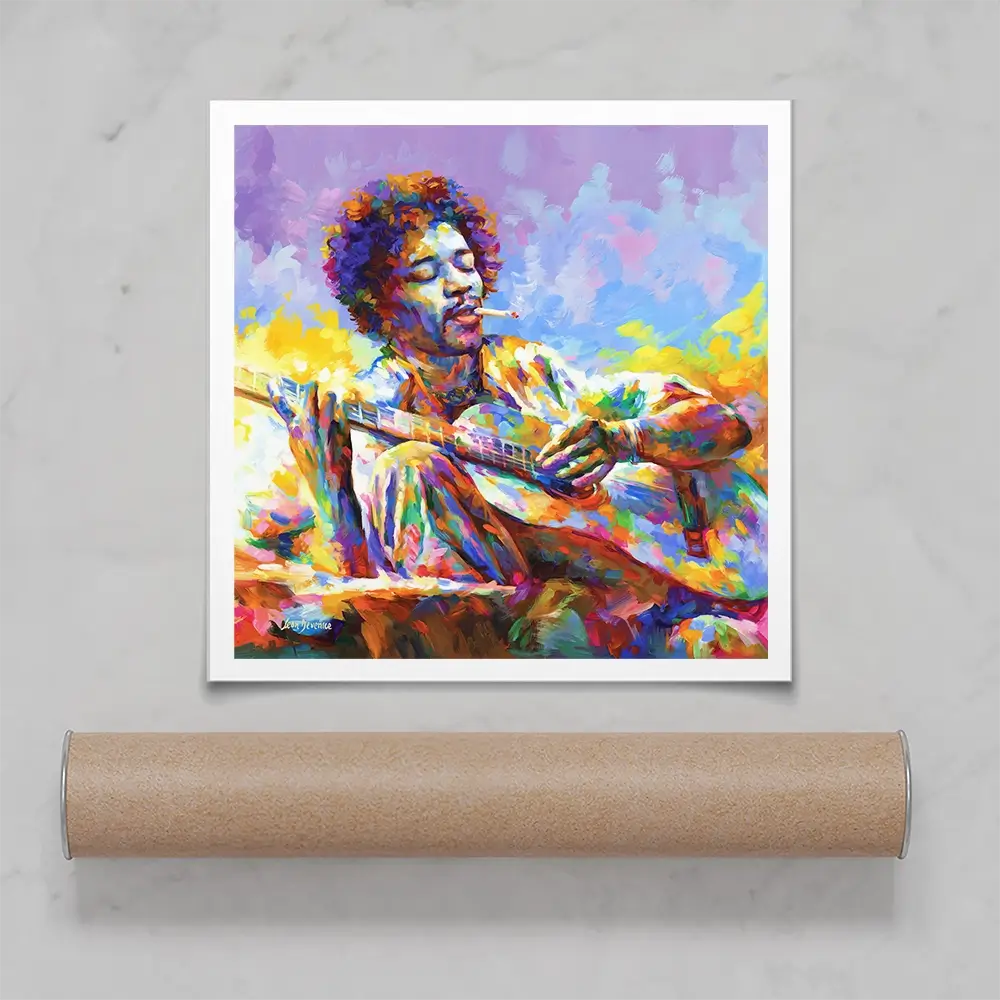 Jimi Hendrix Guitar Square Art Print Jimi Hendrix Guitar Square Art Print wall art product Leon Devenice