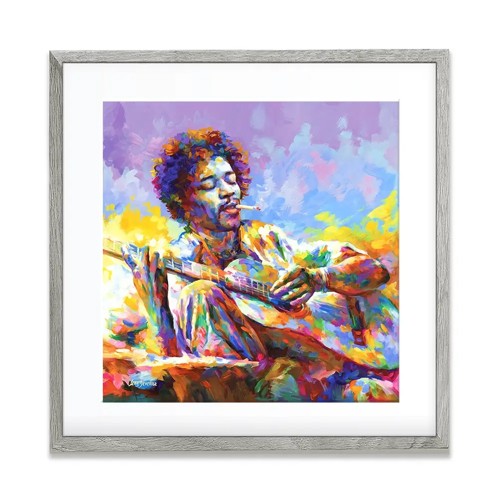 Jimi Hendrix Guitar Square Framed Art Print Jimi Hendrix Guitar Square Framed Art Print wall art product Leon Devenice