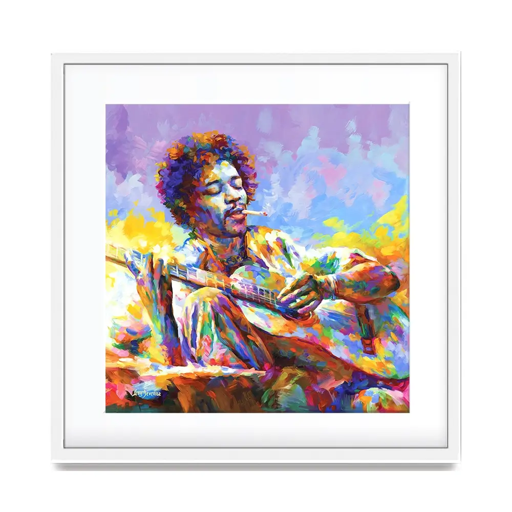 Jimi Hendrix Guitar Square Framed Art Print Jimi Hendrix Guitar Square Framed Art Print wall art product Leon Devenice