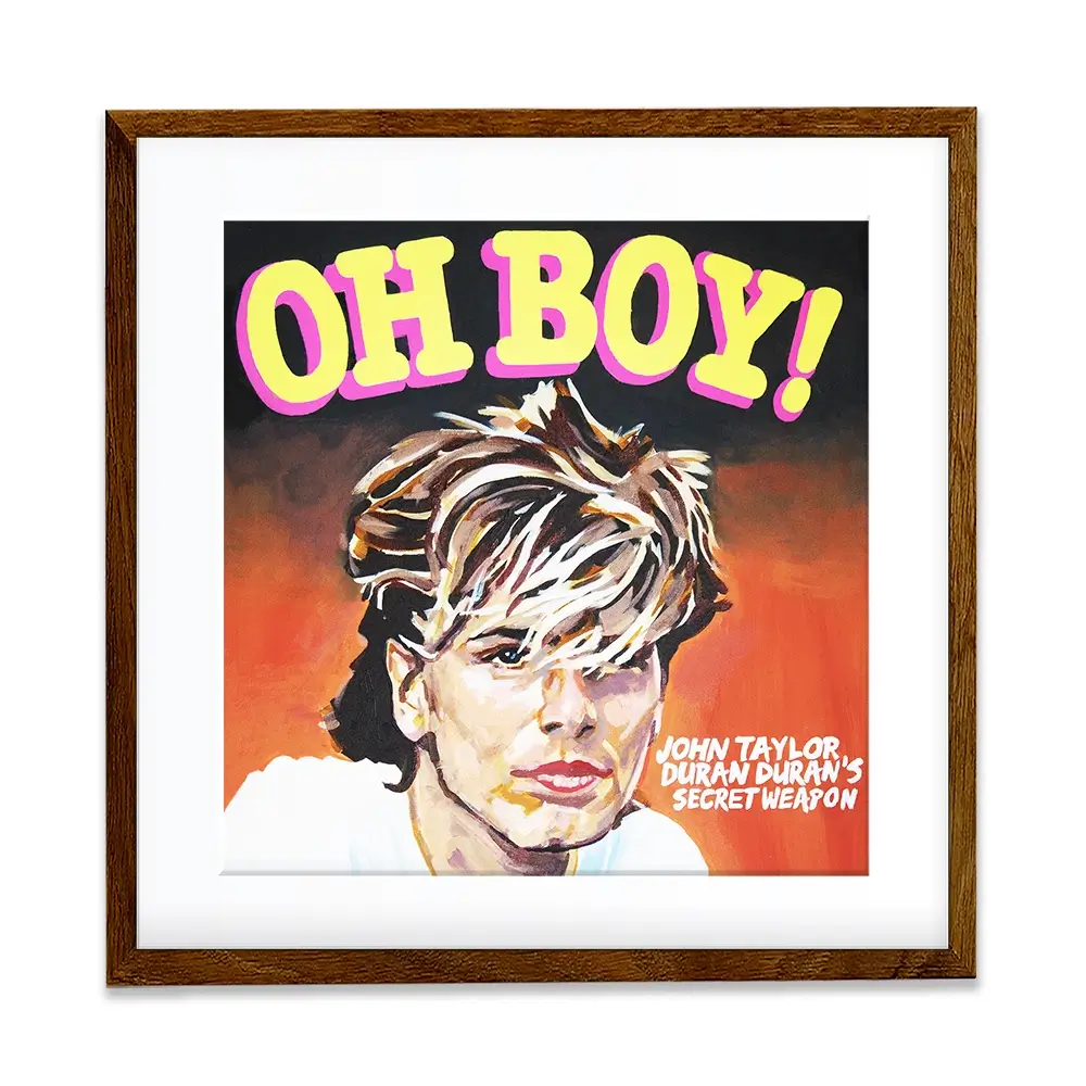 John Taylor Oh Boy Square Framed Art Print John Taylor Oh Boy Square Framed Art Print wall art product Juliet Stockton