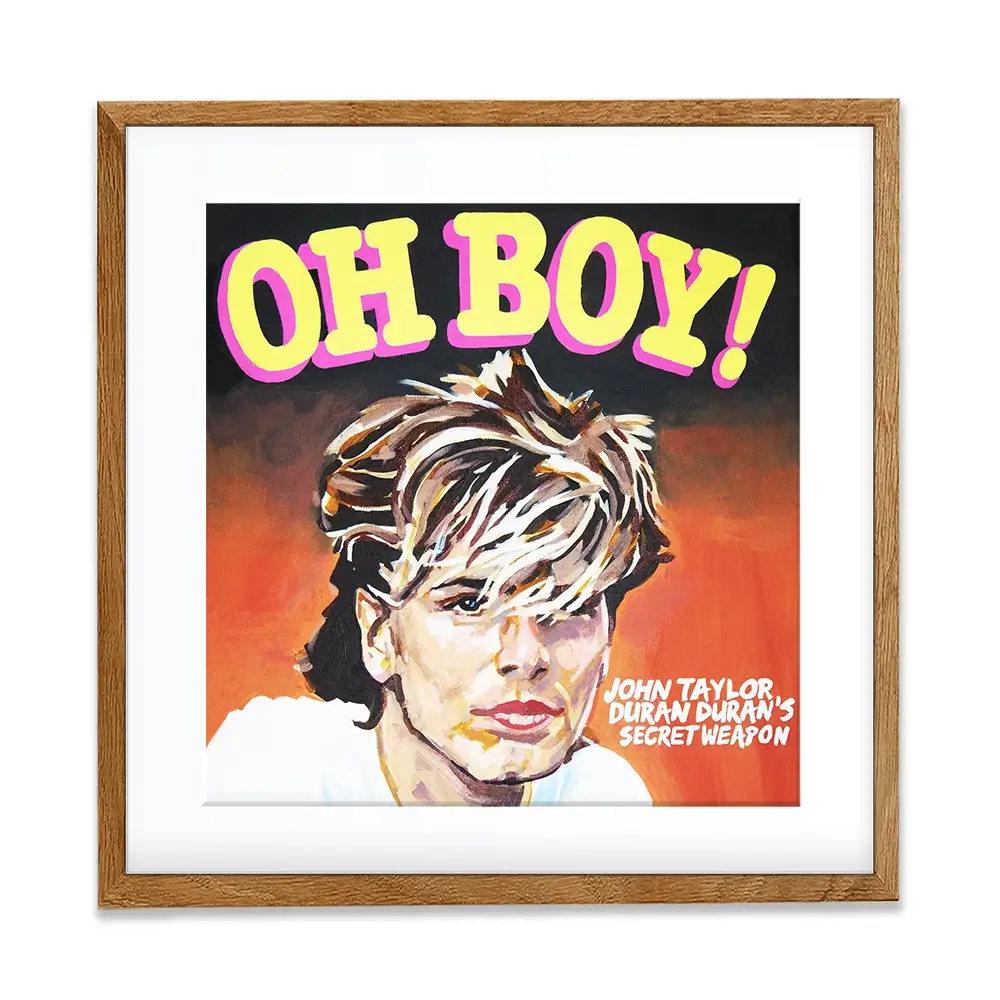 John Taylor Oh Boy Square Framed Art Print John Taylor Oh Boy Square Framed Art Print wall art product Juliet Stockton