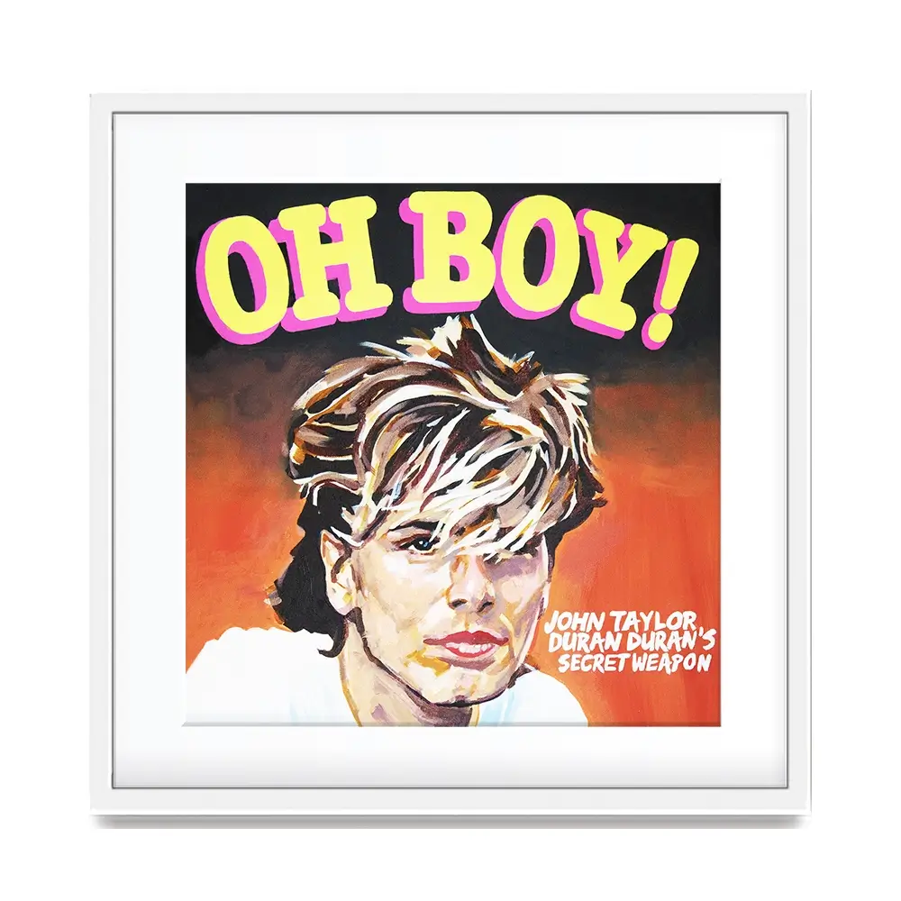 John Taylor Oh Boy Square Framed Art Print John Taylor Oh Boy Square Framed Art Print wall art product Juliet Stockton