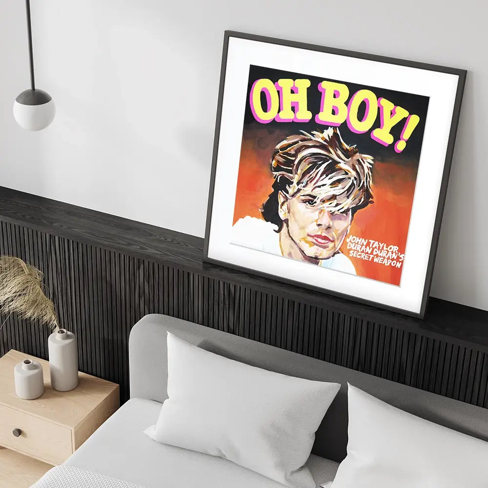 John Taylor Oh Boy Square Framed Art Print John Taylor Oh Boy Square Framed Art Print wall art product Juliet Stockton
