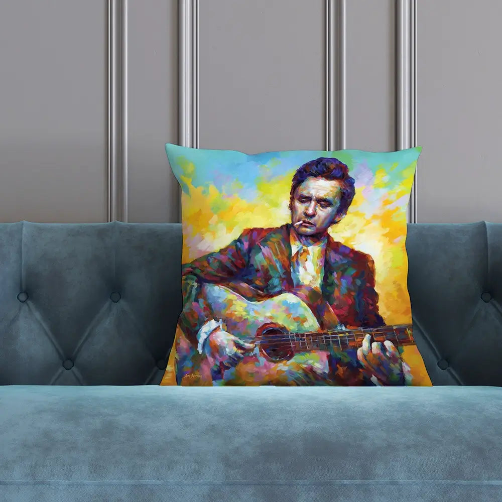 Johnny Cash Guitar Cushion Johnny Cash Guitar Cushion wall art product Leon Devenice