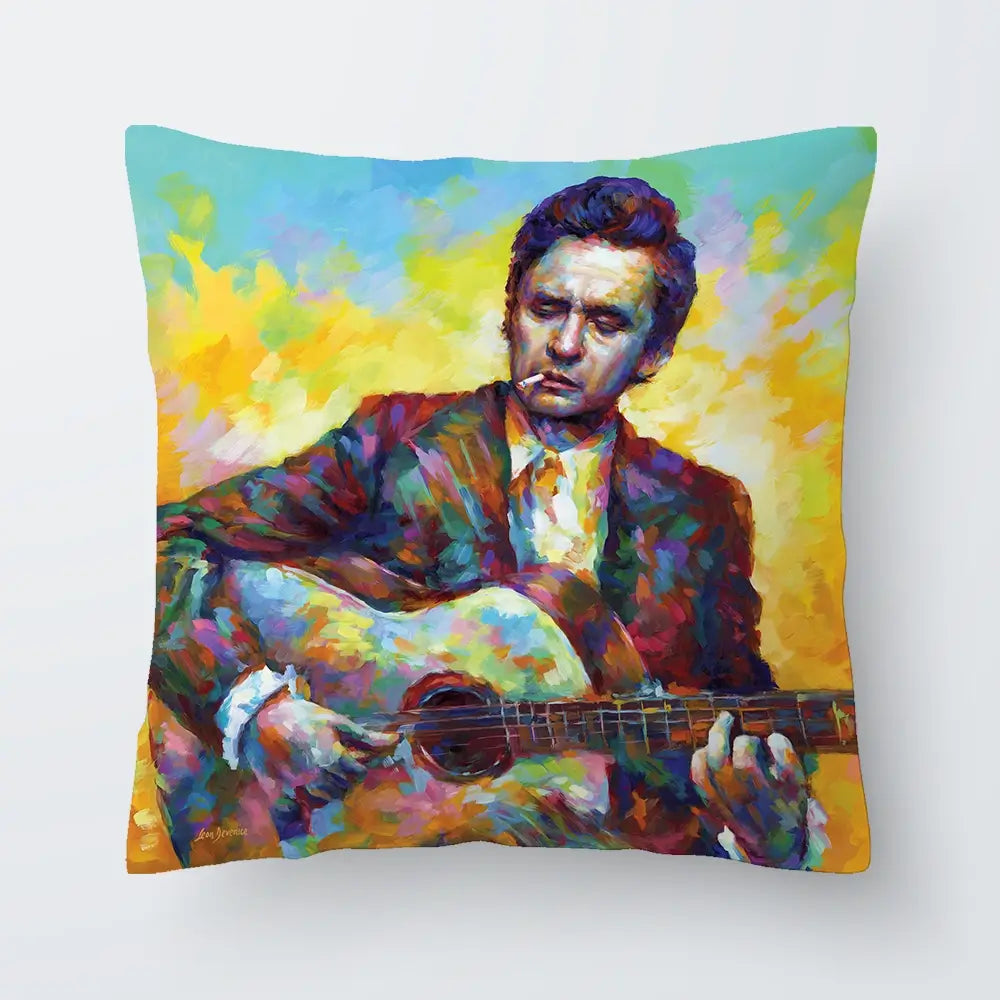 Johnny Cash Guitar Cushion Johnny Cash Guitar Cushion wall art product Leon Devenice