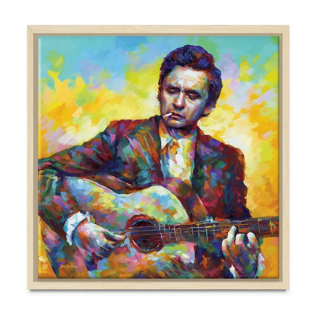 Johnny Cash Guitar Square Canvas Print Johnny Cash Guitar Square Canvas Print wall art product Leon Devenice