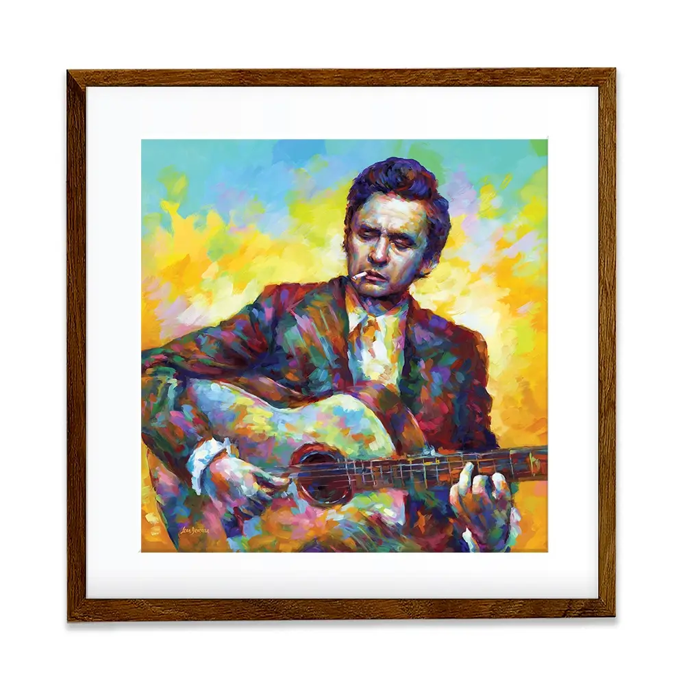 Johnny Cash Guitar Square Framed Art Print Johnny Cash Guitar Square Framed Art Print wall art product Leon Devenice