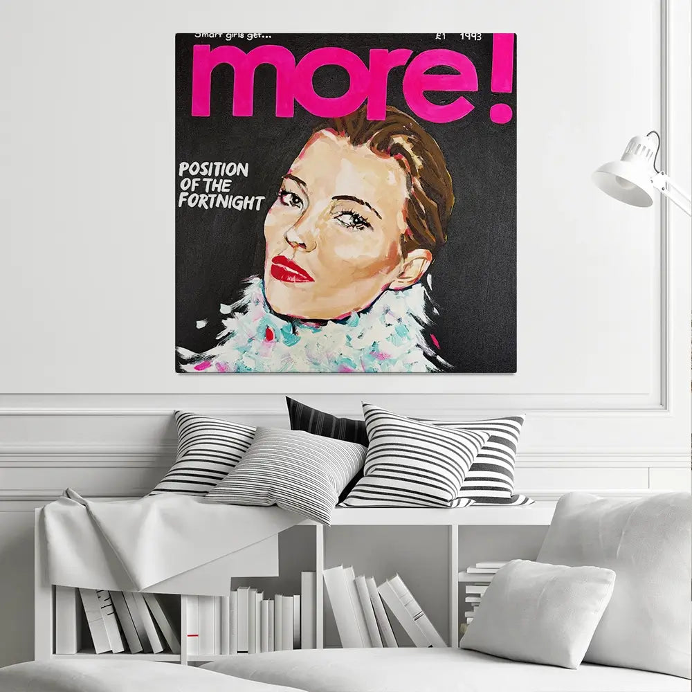 Kate Moss More Square Canvas Print Kate Moss More Square Canvas Print wall art product Juliet Stockton