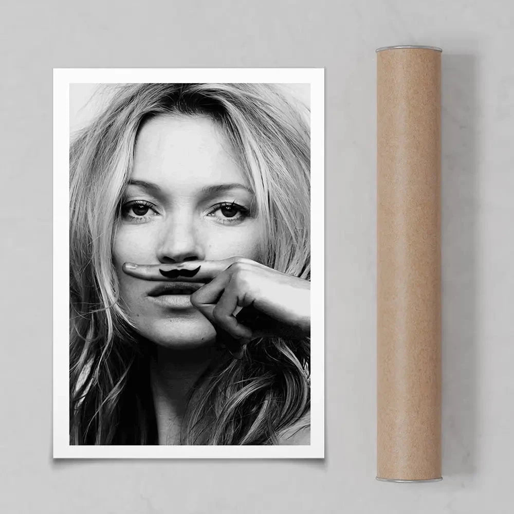 Kate Moss Moustache Art Print Kate Moss Moustache Art Print wall art product S Megalos