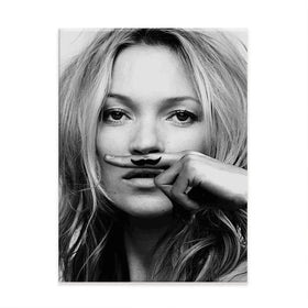 Kate Moss Moustache Canvas Print Kate Moss Moustache Canvas Print wall art product S Megalos