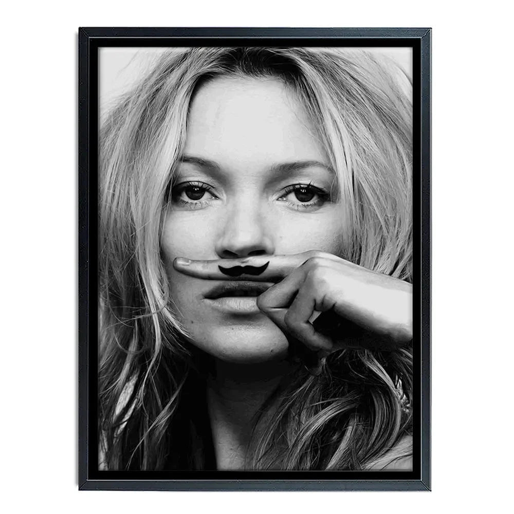 Kate Moss Moustache Canvas Print Kate Moss Moustache Canvas Print wall art product S Megalos