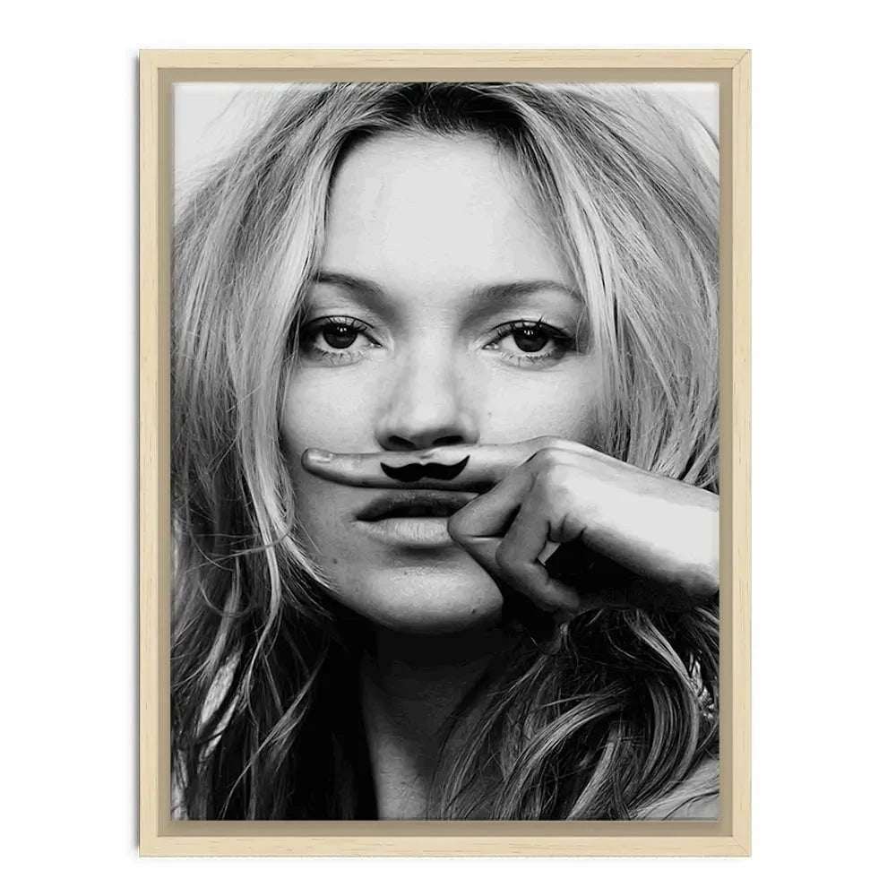 Kate Moss Moustache Canvas Print Kate Moss Moustache Canvas Print wall art product S Megalos