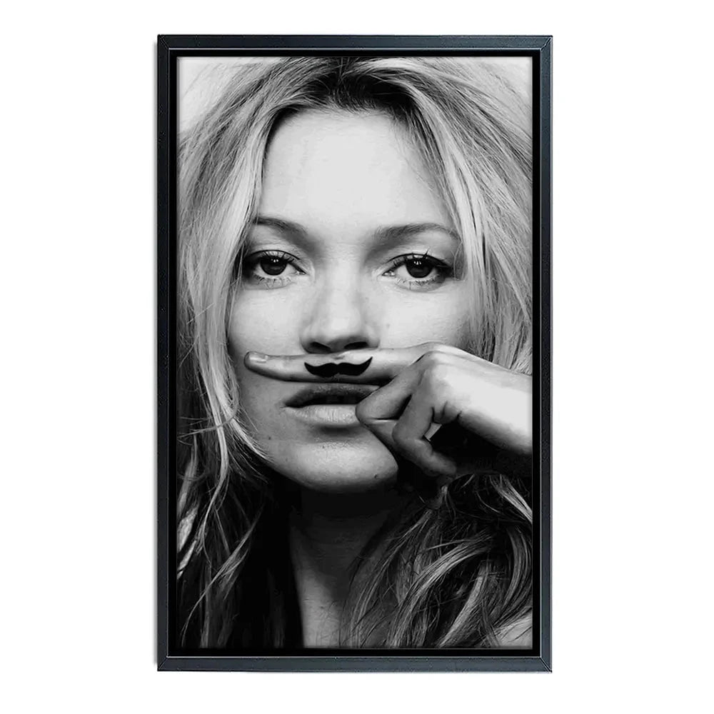 Kate Moss Moustache Canvas Print Kate Moss Moustache Canvas Print wall art product S Megalos