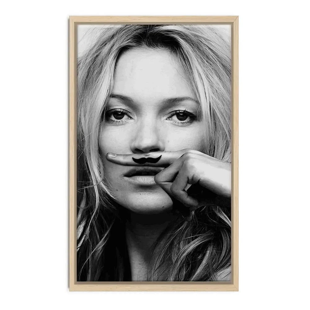 Kate Moss Moustache Canvas Print Kate Moss Moustache Canvas Print wall art product S Megalos