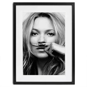 Kate Moss Moustache Framed Art Print Kate Moss Moustache Framed Art Print wall art product S Megalos