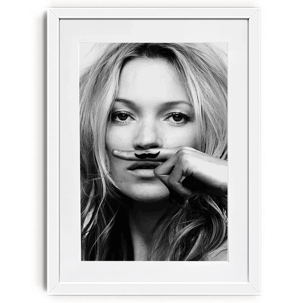 Kate Moss Moustache Framed Art Print Kate Moss Moustache Framed Art Print wall art product S Megalos