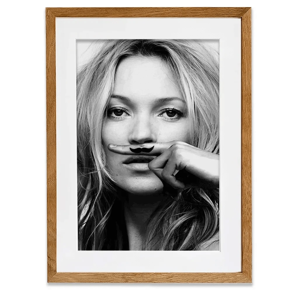 Kate Moss Moustache Framed Art Print Kate Moss Moustache Framed Art Print wall art product S Megalos