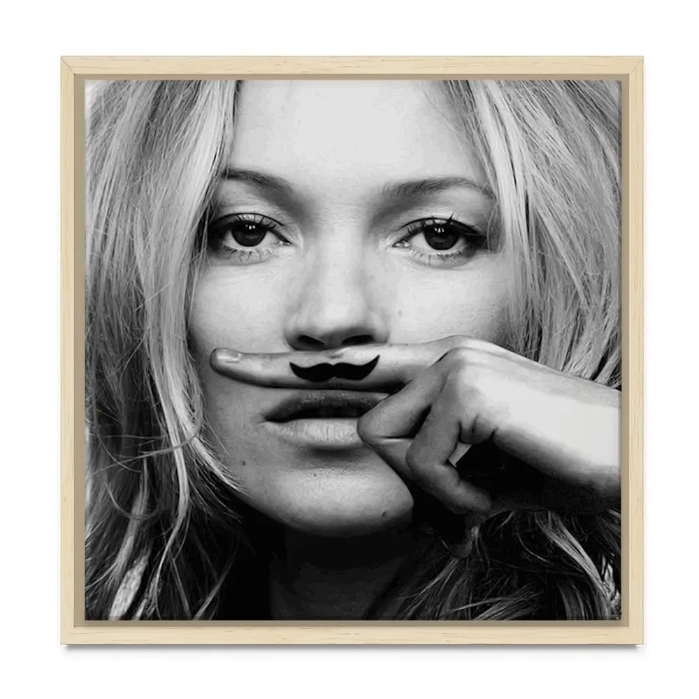 Kate Moss Moustache Square Canvas Print Kate Moss Moustache Square Canvas Print wall art product Independent