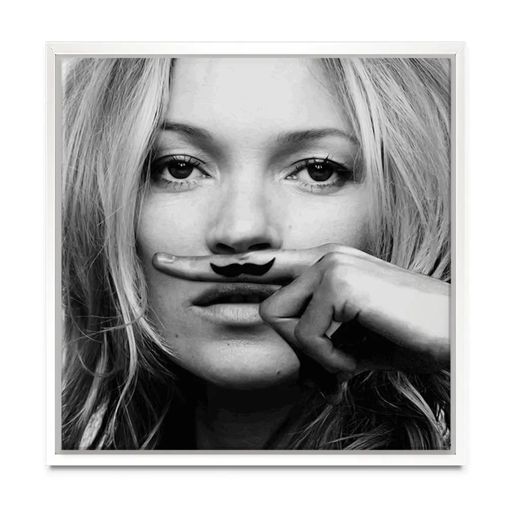 Kate Moss Moustache Square Canvas Print Kate Moss Moustache Square Canvas Print wall art product Independent