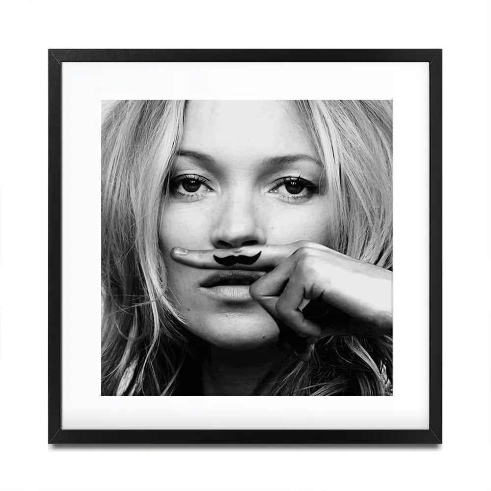 Kate Moss Moustache Square Framed Art Print Kate Moss Moustache Square Framed Art Print wall art product S Megalos