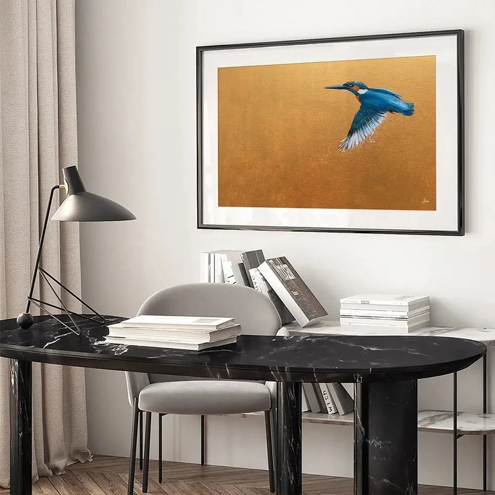 Kingfisher In Flight Framed Art Print Kingfisher In Flight Framed Art Print wall art product Laure Bury