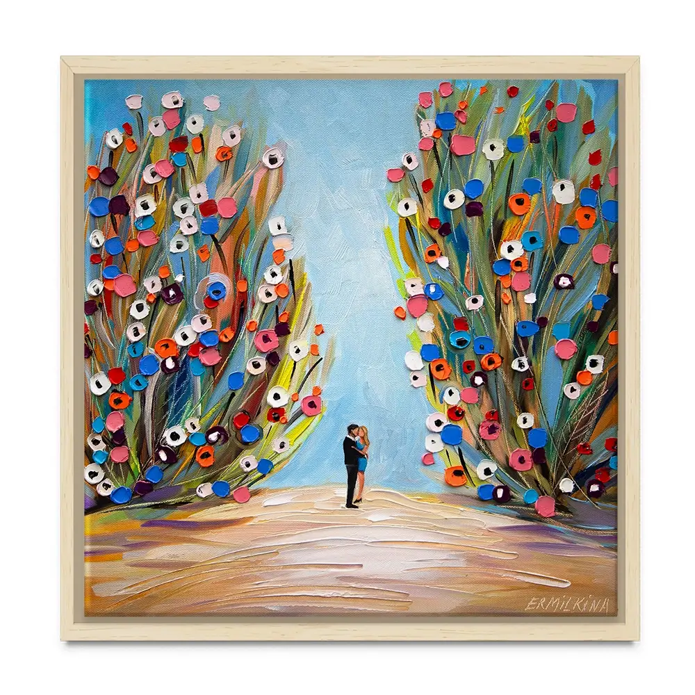 Kiss In The Blooming Garden Square Canvas Print Kiss In The Blooming Garden Square Canvas Print wall art product Ekaterina Ermilkina