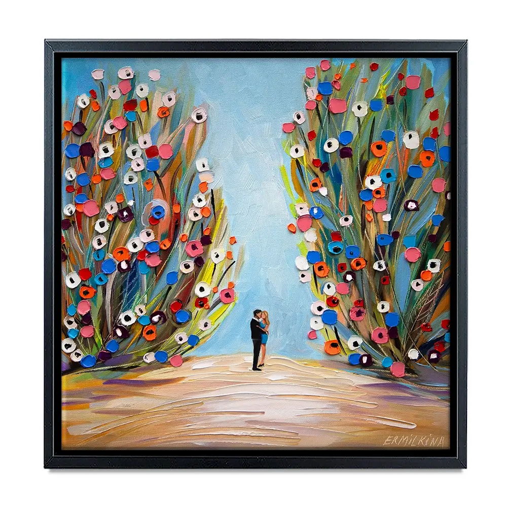 Kiss In The Blooming Garden Square Canvas Print Kiss In The Blooming Garden Square Canvas Print wall art product Ekaterina Ermilkina
