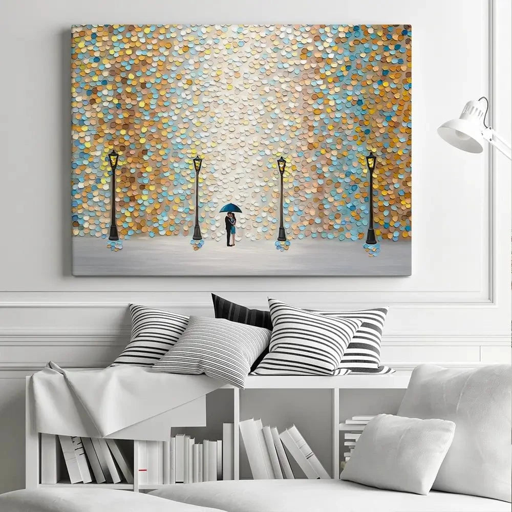 Kiss Under The Golden Rain Canvas Print Kiss Under The Golden Rain Canvas Print wall art product Ekaterina Ermilkina