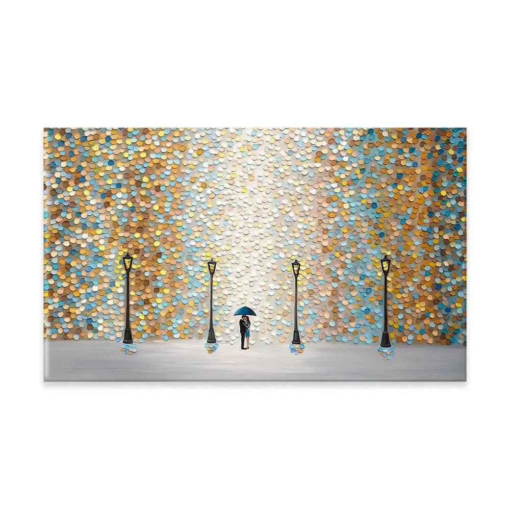 Kiss Under The Golden Rain Canvas Print Kiss Under The Golden Rain Canvas Print wall art product Ekaterina Ermilkina