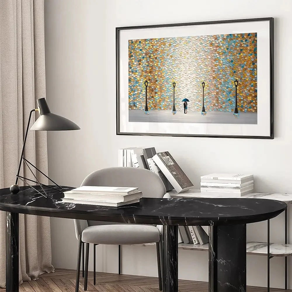 Kiss Under The Golden Rain Framed Art Print Kiss Under The Golden Rain Framed Art Print wall art product Ekaterina Ermilkina