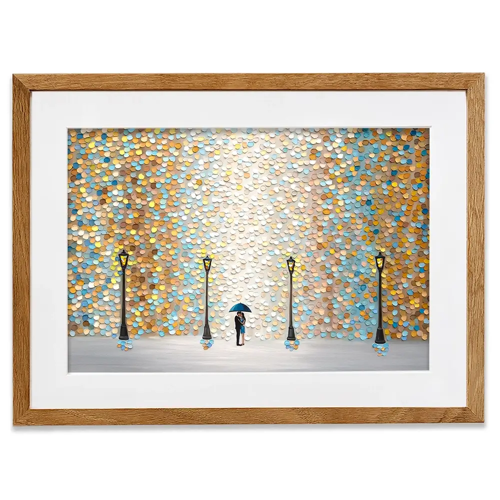 Kiss Under The Golden Rain Framed Art Print Kiss Under The Golden Rain Framed Art Print wall art product Ekaterina Ermilkina