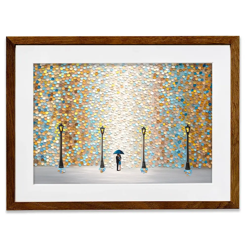 Kiss Under The Golden Rain Framed Art Print Kiss Under The Golden Rain Framed Art Print wall art product Ekaterina Ermilkina