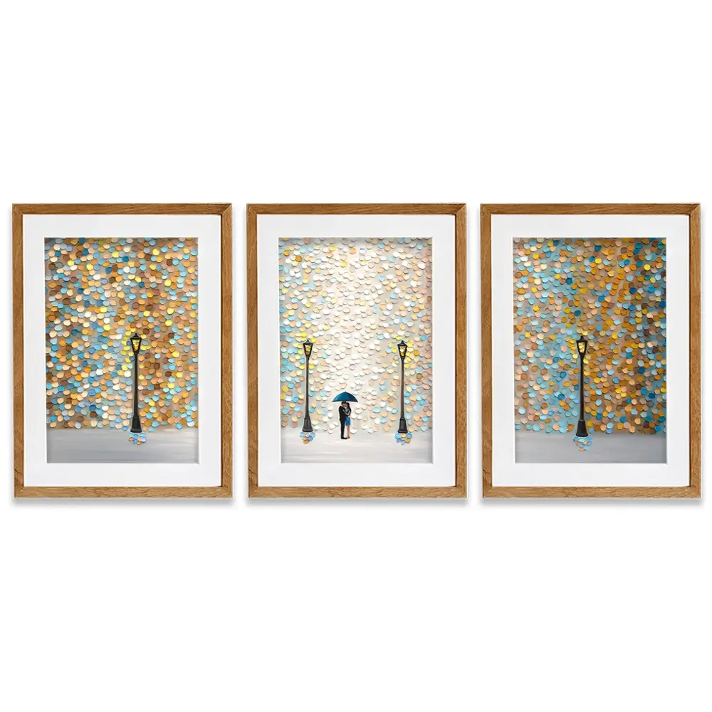 Kiss Under The Golden Rain Framed Art Print Trio Kiss Under The Golden Rain Framed Art Print Trio wall art product Ekaterina Ermilkina
