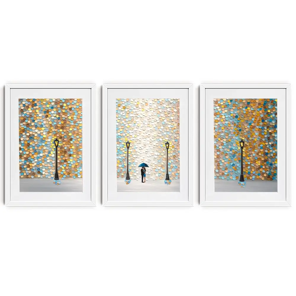 Kiss Under The Golden Rain Framed Art Print Trio Kiss Under The Golden Rain Framed Art Print Trio wall art product Ekaterina Ermilkina