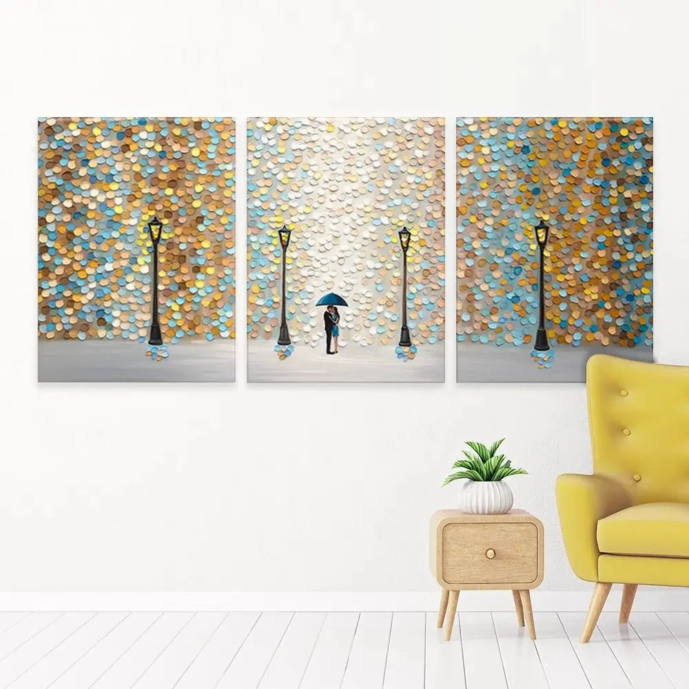 Kiss Under The Golden Rain Trio Canvas Print Kiss Under The Golden Rain Trio Canvas Print wall art product Ekaterina Ermilkina