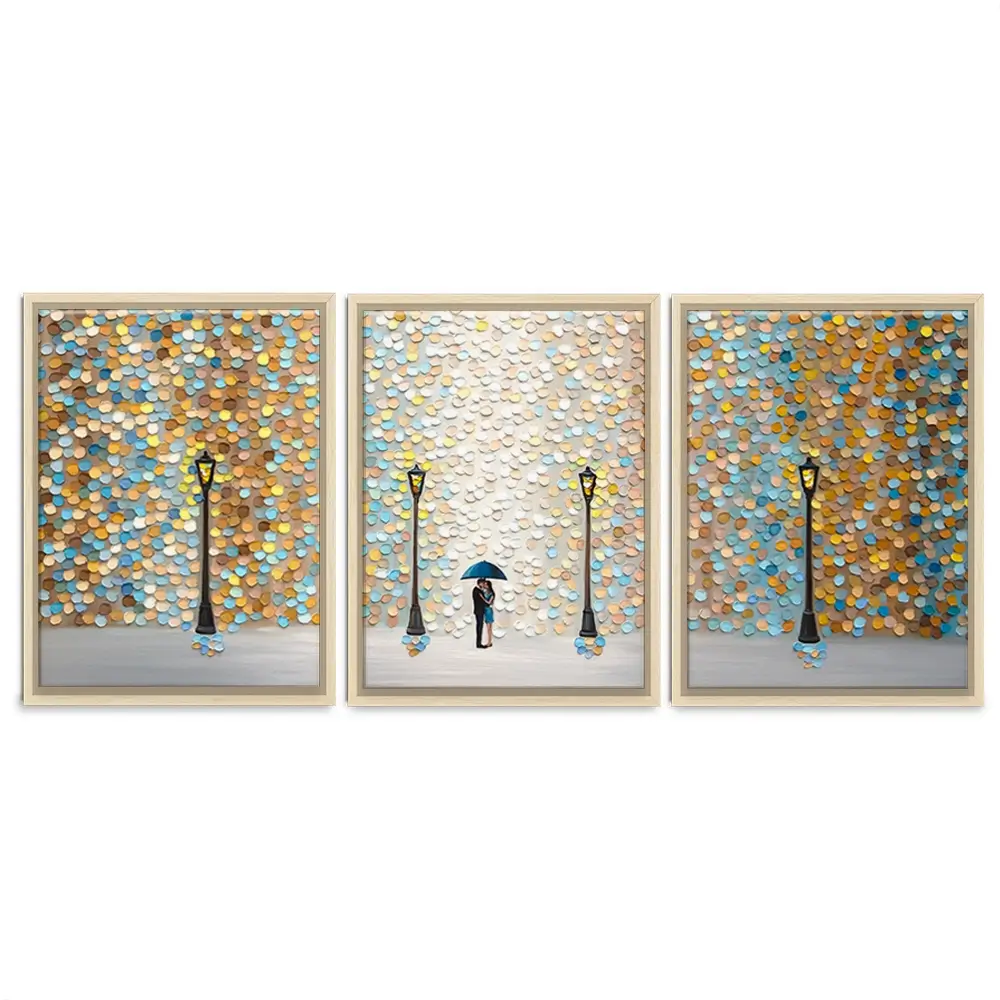 Kiss Under The Golden Rain Trio Canvas Print Kiss Under The Golden Rain Trio Canvas Print wall art product Ekaterina Ermilkina
