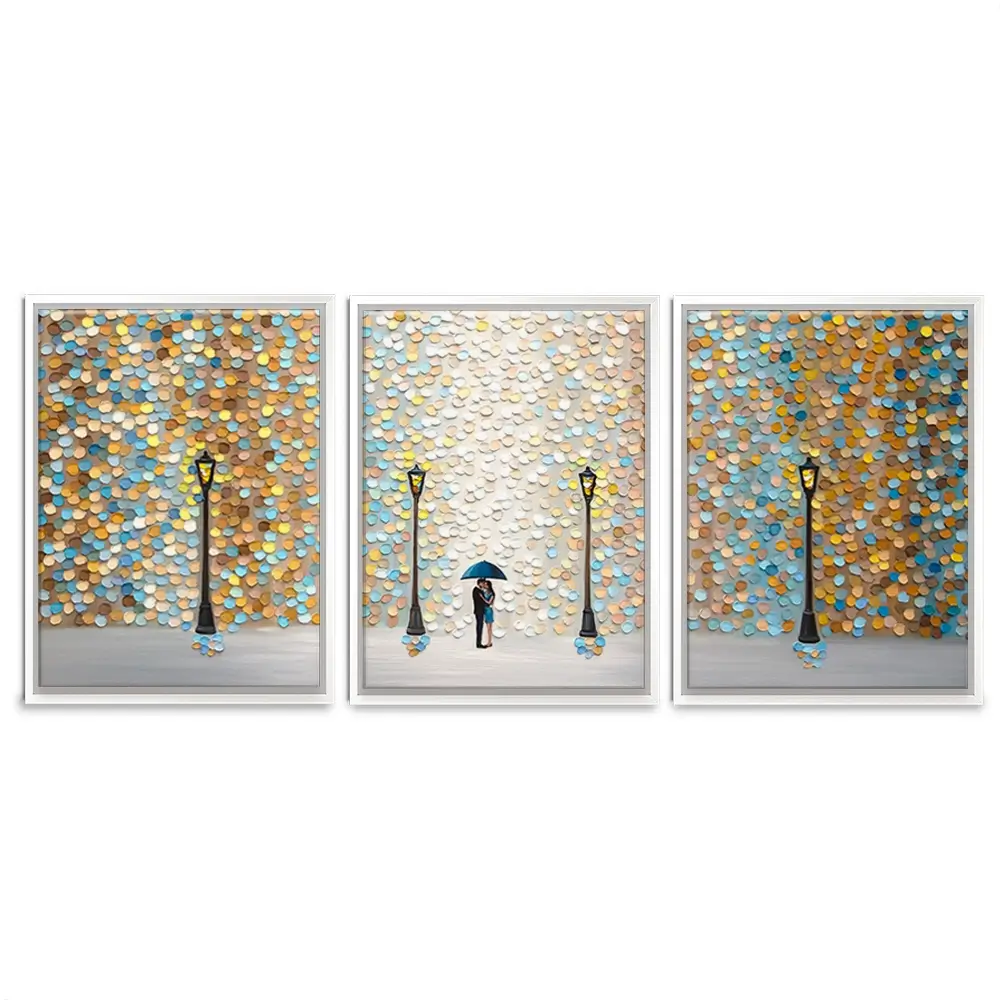 Kiss Under The Golden Rain Trio Canvas Print Kiss Under The Golden Rain Trio Canvas Print wall art product Ekaterina Ermilkina