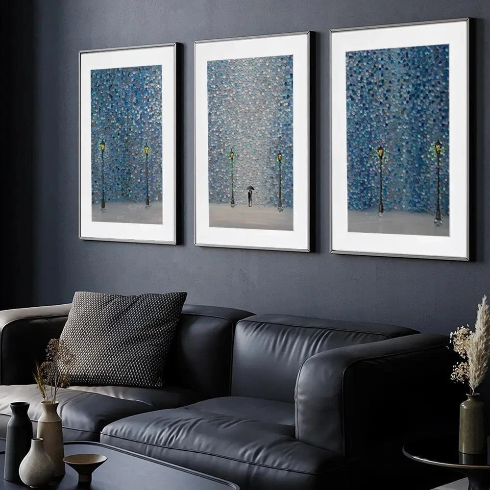 Kiss Under The Rain Framed Art Print Trio Kiss Under The Rain Framed Art Print Trio wall art product Ekaterina Ermilkina