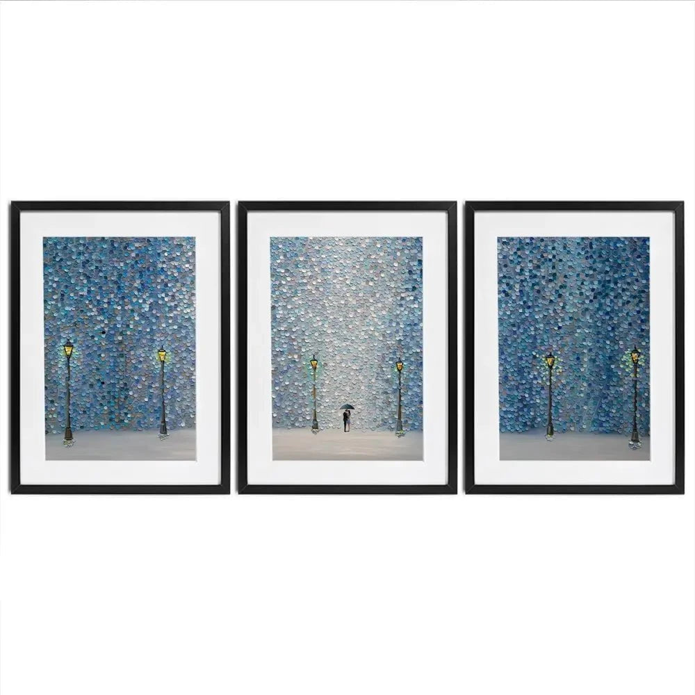 Kiss Under The Rain Framed Art Print Trio Kiss Under The Rain Framed Art Print Trio wall art product Ekaterina Ermilkina