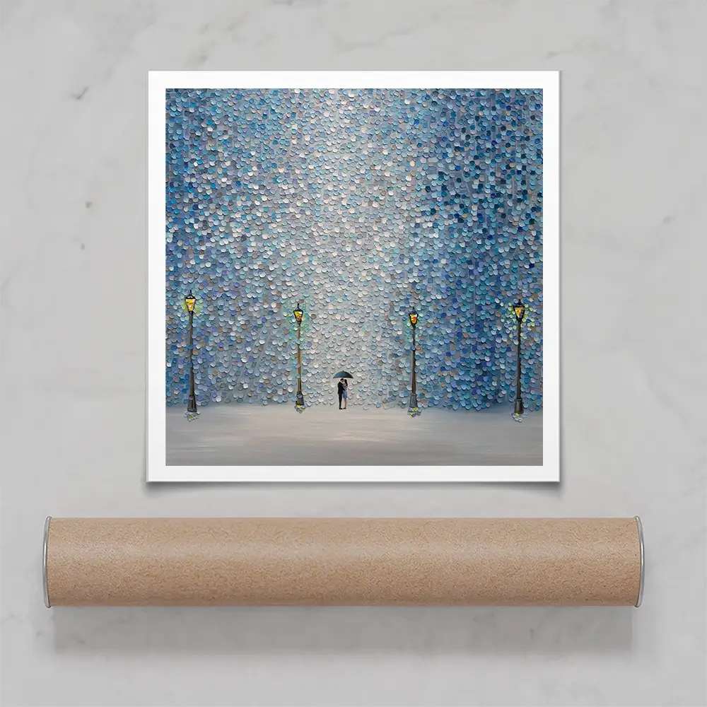 Kiss Under The Rain Square Art Print Kiss Under The Rain Square Art Print wall art product Ekaterina Ermilkina