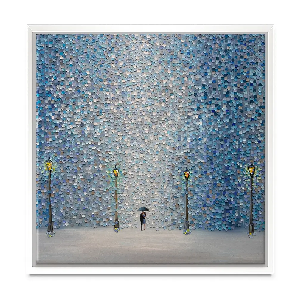 Kiss Under The Rain Square Canvas Print Kiss Under The Rain Square Canvas Print wall art product Ekaterina Ermilkina