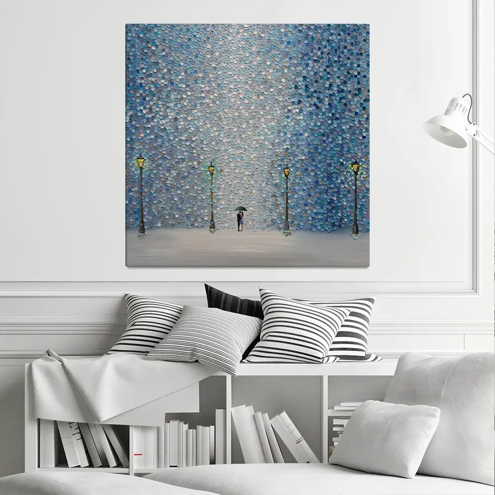 Kiss Under The Rain Square Canvas Print Kiss Under The Rain Square Canvas Print wall art product Ekaterina Ermilkina